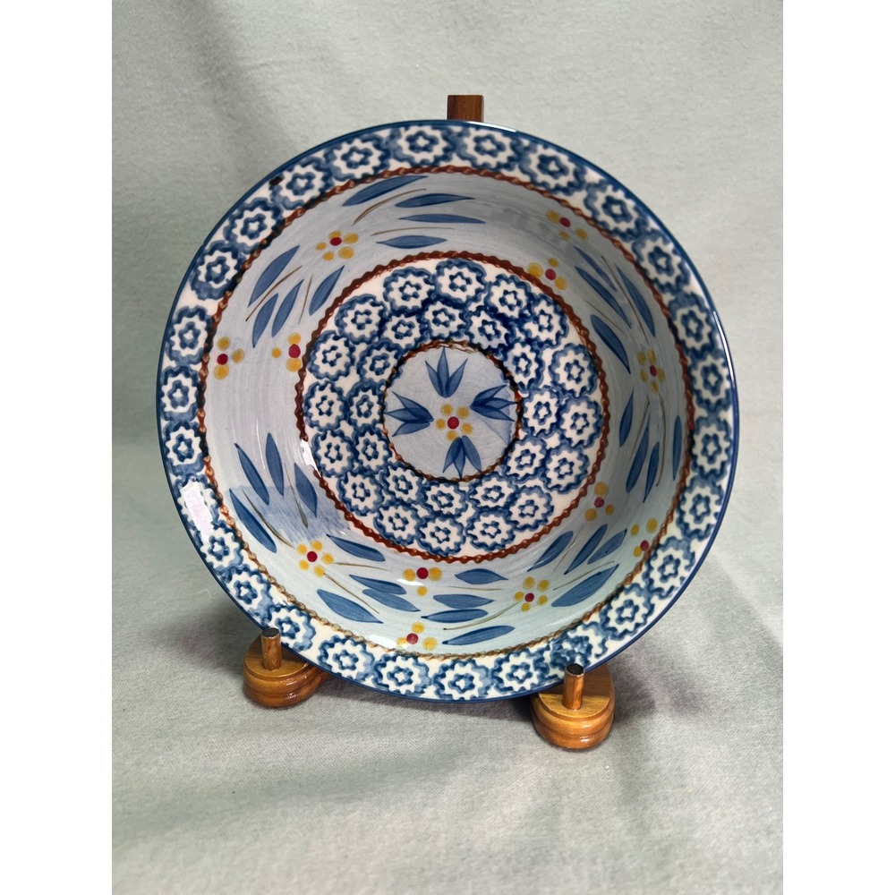 Temp-Tations Blue Old World Soup Cereal Bowl Floral Ceramic Cottagecore 7.5"